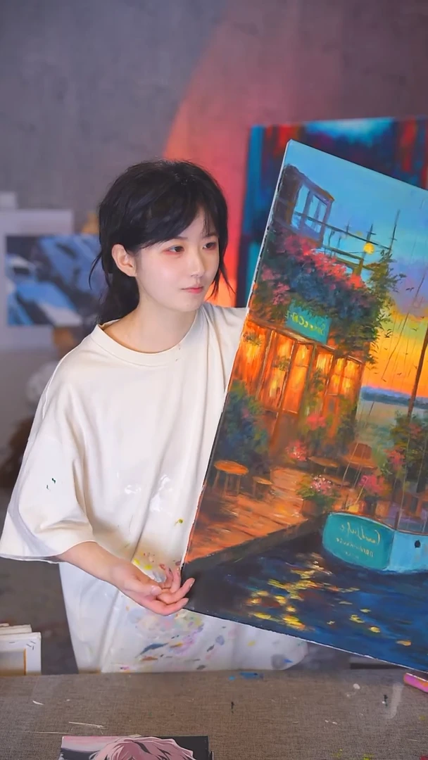 油画丶***空精品海湾丙烯画纯手绘