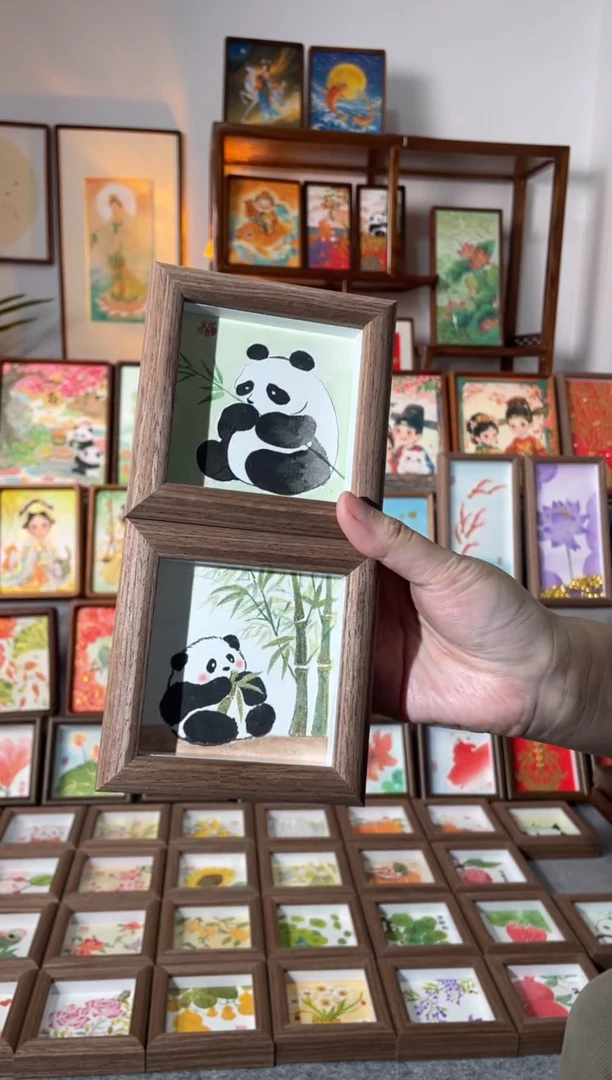 【闪购商品】国画【竹林熊猫竹子熊猫】纯手绘国画摆台