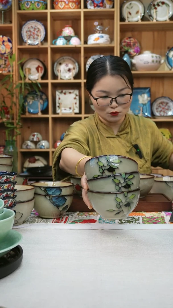瓷片小可高温陶瓷餐具一组10只米饭碗