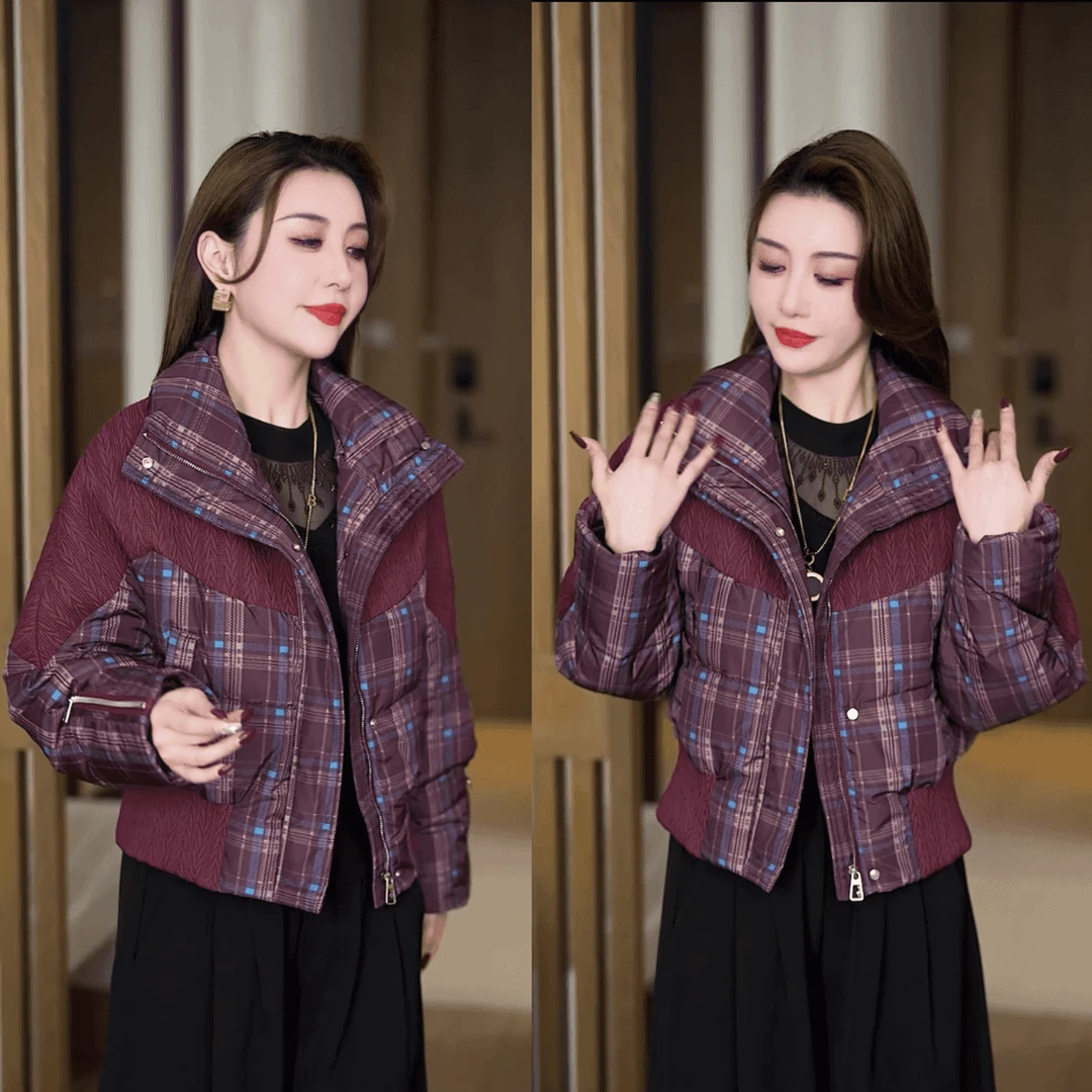 短款棉袄女今年流行百搭减龄修身条纹拼色棉服韩版加厚保暖外套潮