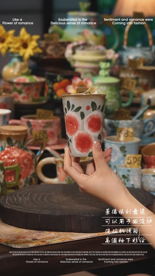 陶瓷景德镇高温釉下彩绘设计师款式