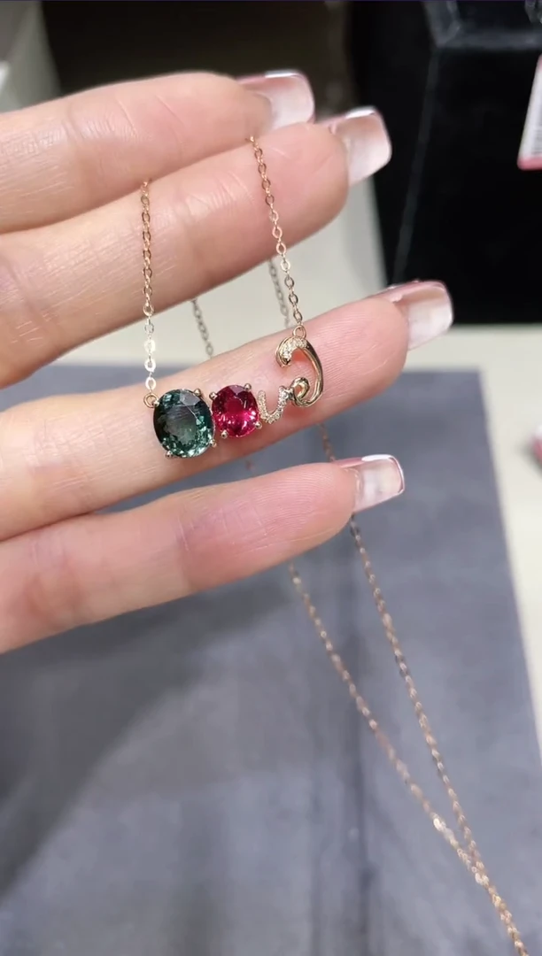 【闪购商品】碧玺项链18K金镶嵌·
