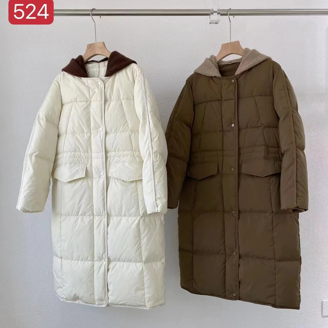524 三色针织帽羽绒服