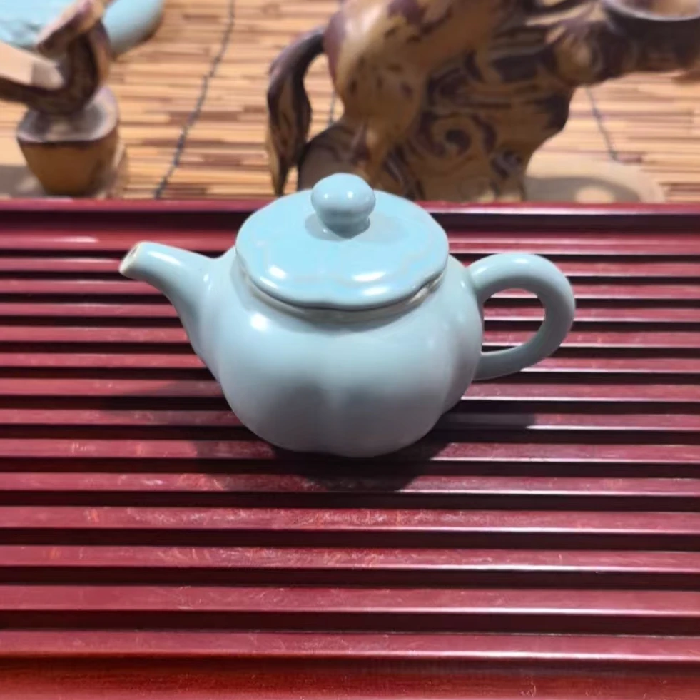 88 环真汝窑陶瓷南瓜壶