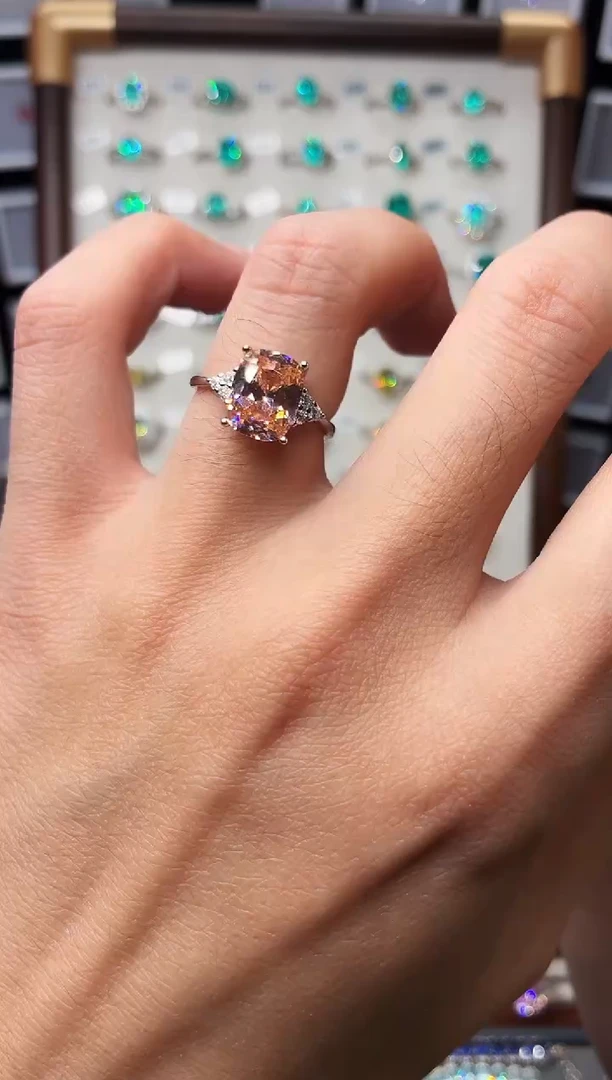 戒指彩色蓝宝石银S925镶嵌1888