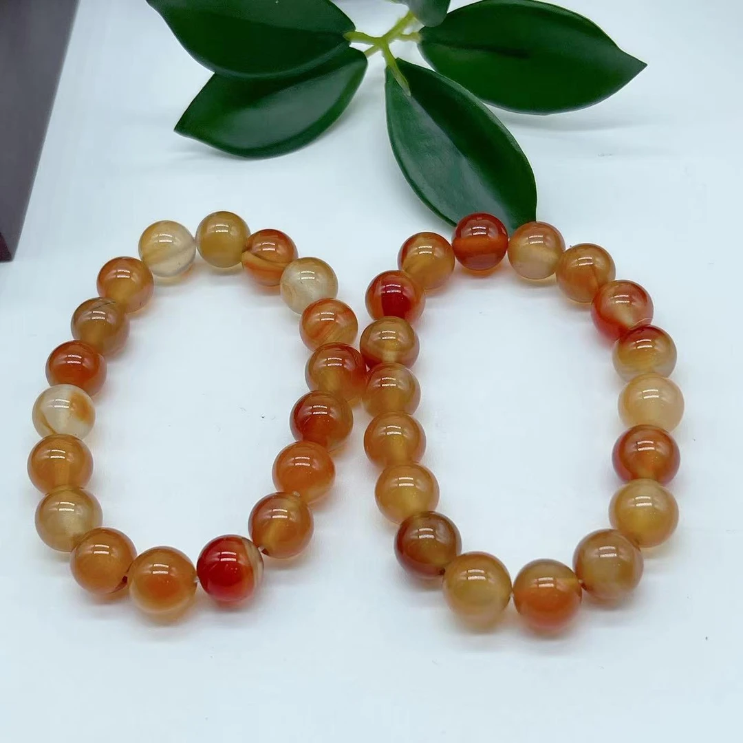 【玉美人】冰红玛瑙手串约卡10珠子（拍一发一多样性发货）