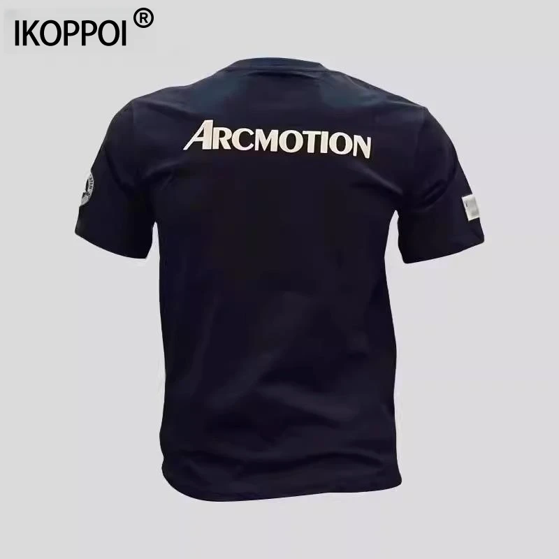 高端欧货圆领短袖T恤男新款2025夏季黑色刺绣字母印花半袖体恤潮