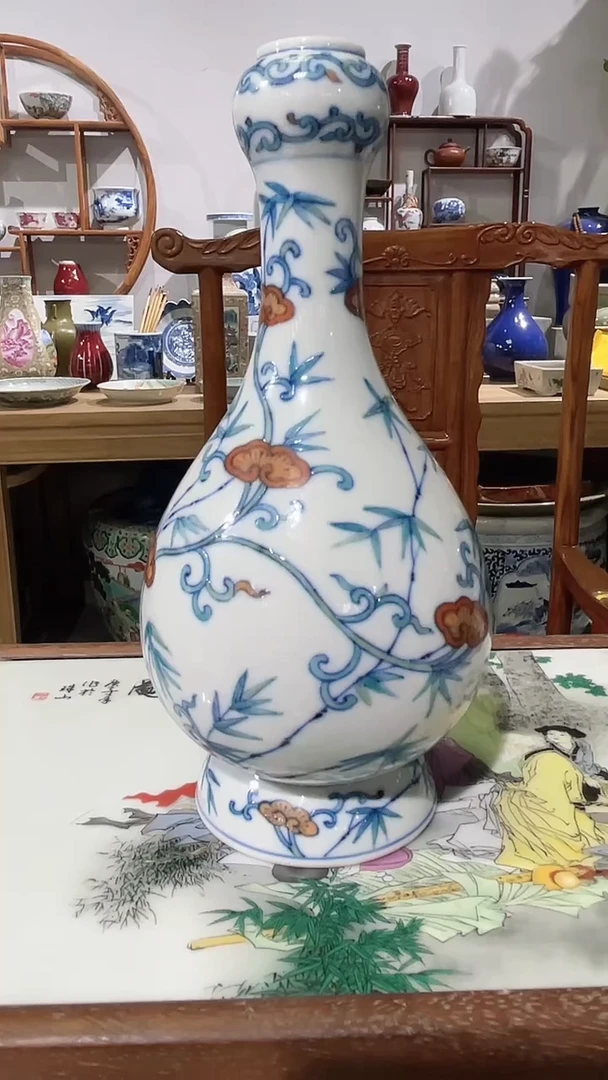 博纳严选交流瓷器斗彩蒜头瓶