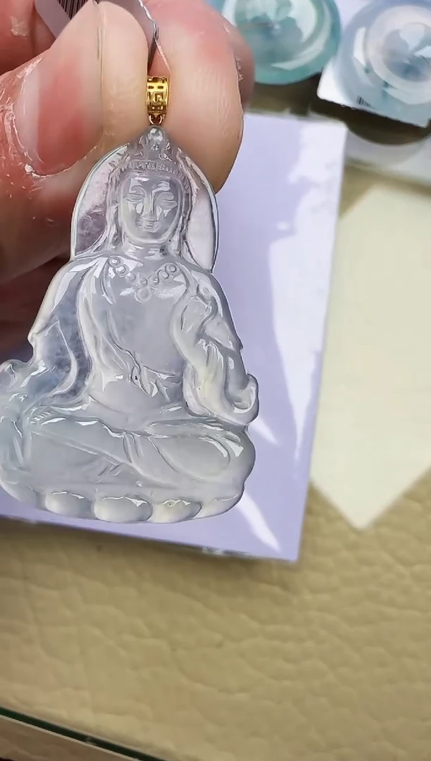 颈饰18K金镶嵌翡翠缅甸翡翠a货