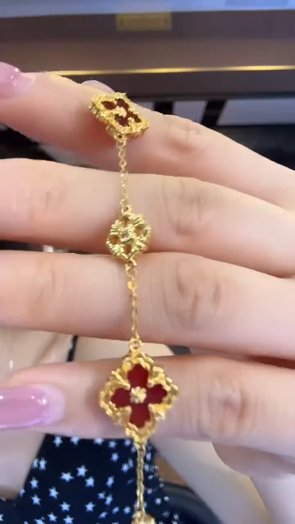 玛瑙/玉髓手链18K金镶嵌手链