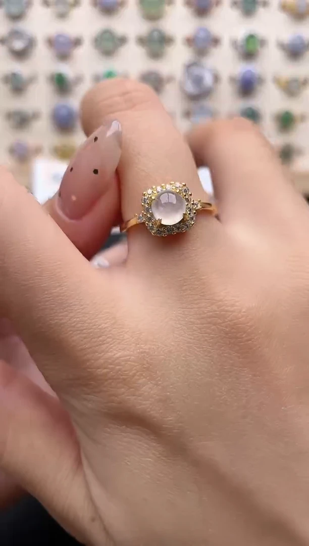 【闪购商品】翡翠戒指银S925镶嵌一物一证一礼盒