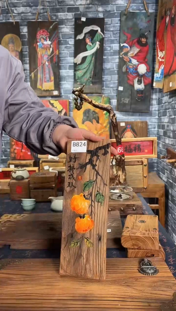 风化老门板丙烯画