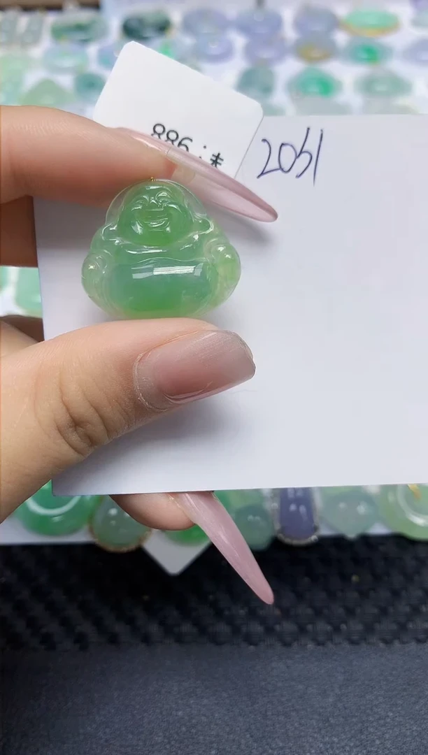 翡翠18K金镶嵌颈饰天然缅甸翡翠A货