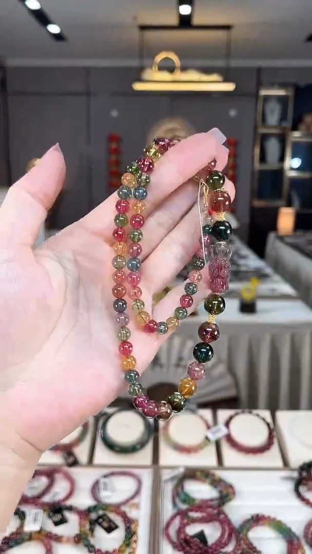 未镶嵌冰透净体老矿碧玺塔链碧玺hon多样性发一条