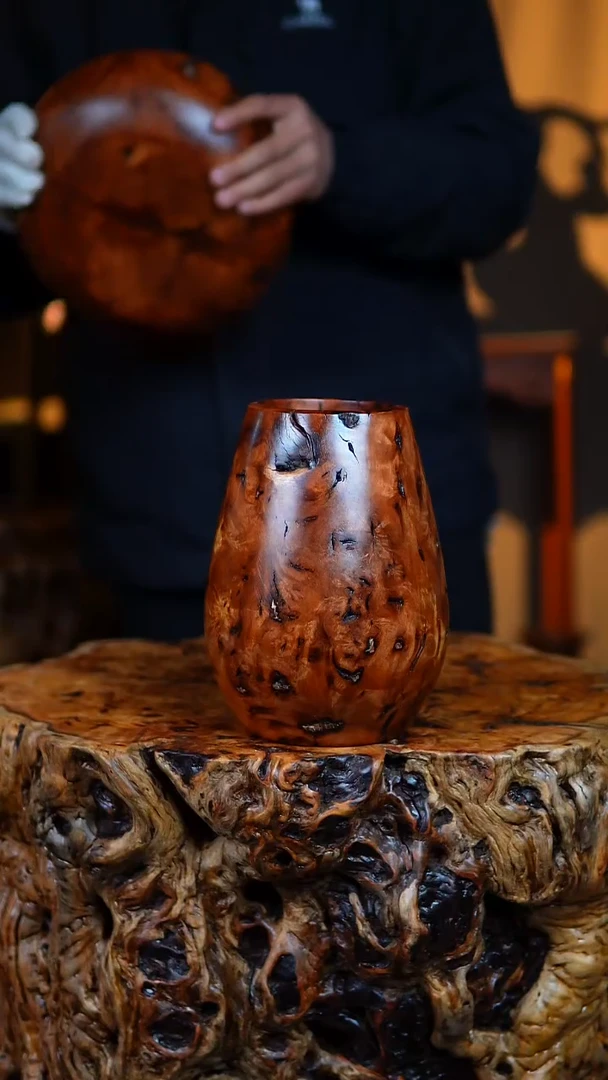 枣木百年雷击枣木鸡心罐（高20）