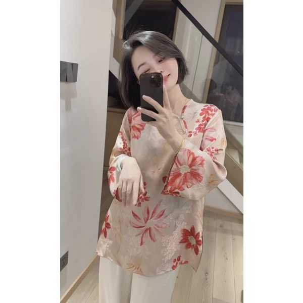 大掌柜推荐【太阳花】新中式重工香云纱亲肤百搭小衫