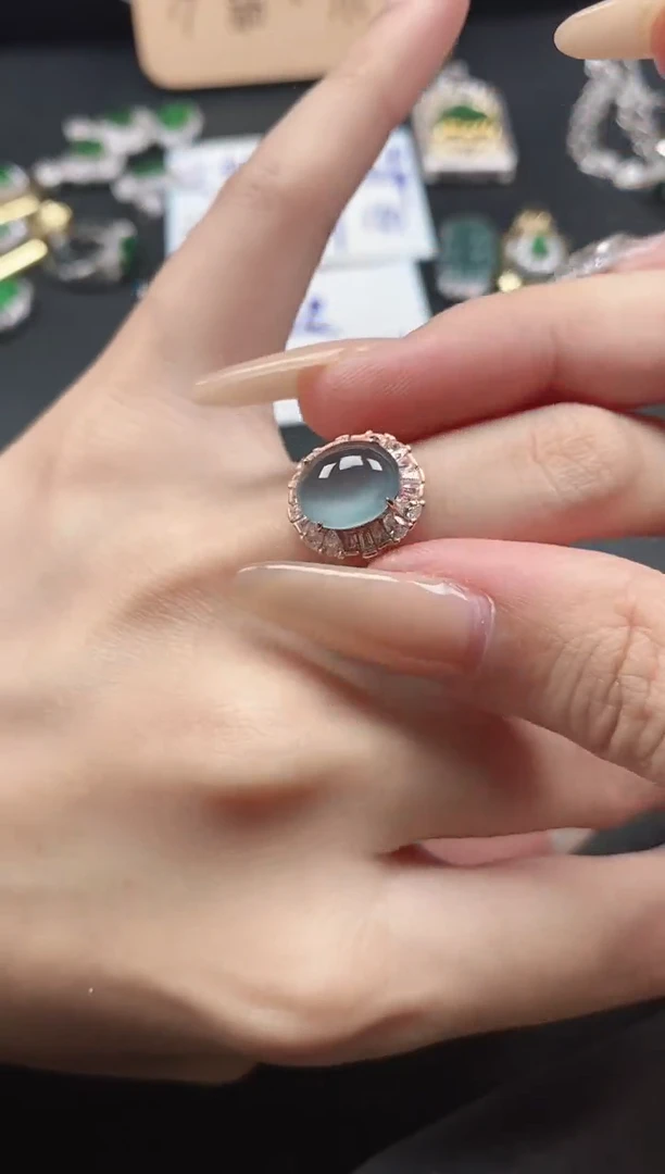 银S925镶嵌戒指翡翠51511