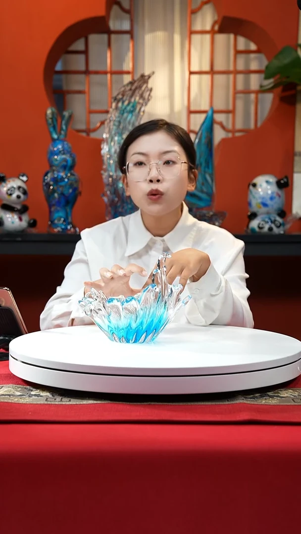 手工艺品琉璃浪花小果碗