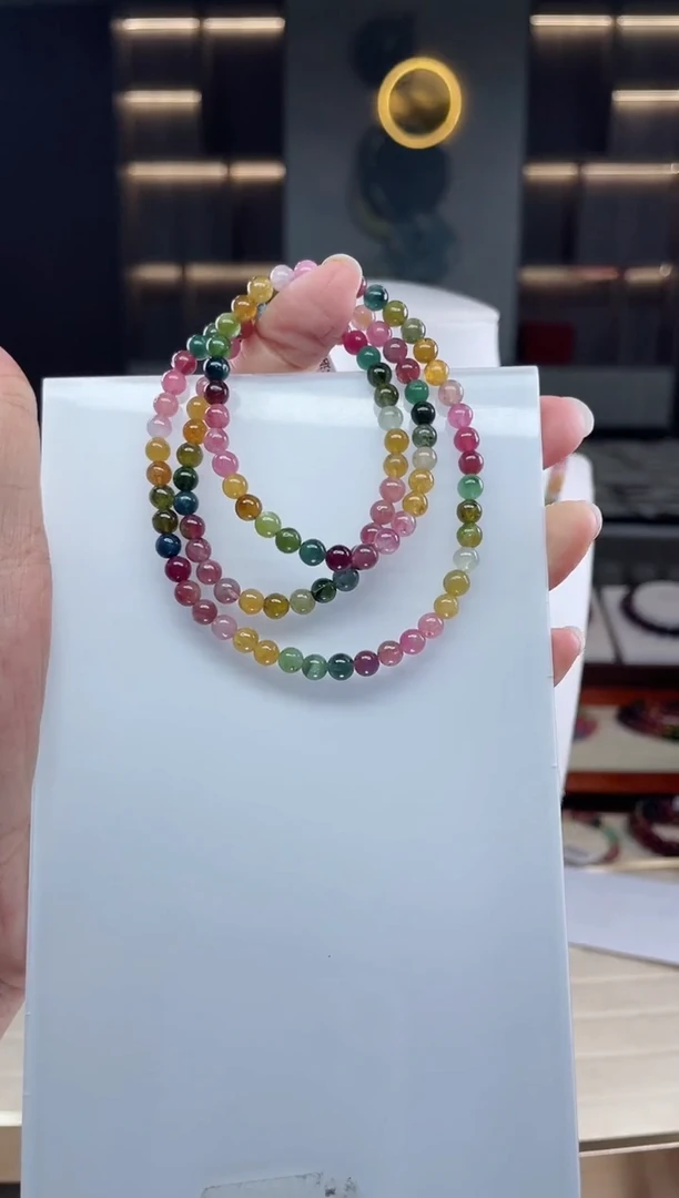 未镶嵌三圈手串5mm+碧玺（多样性发一条）Q