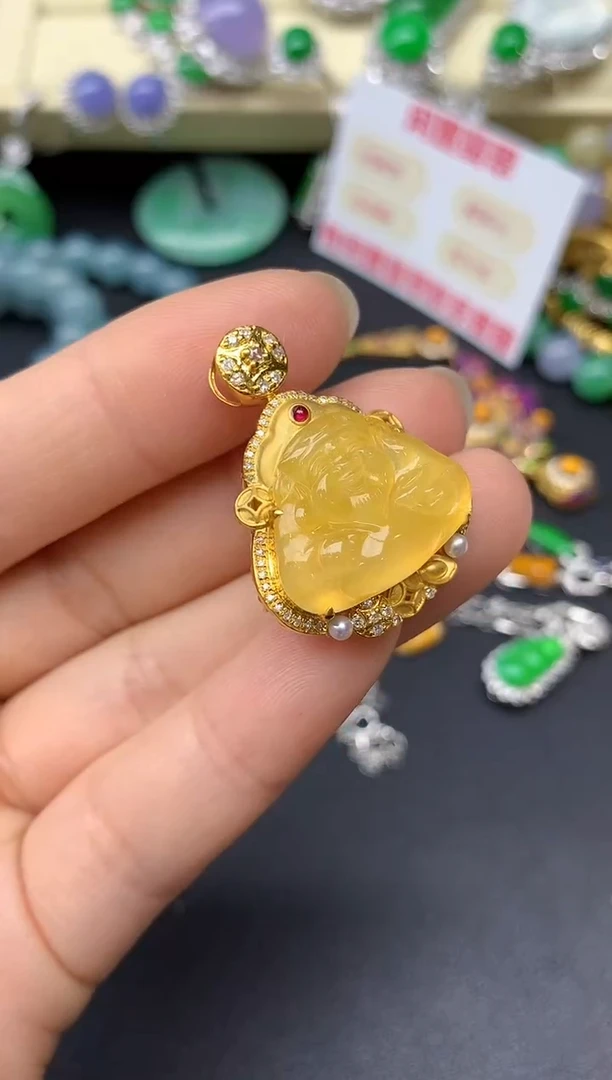 颈饰18K金镶嵌翡翠258-翡翠雪姐天天见