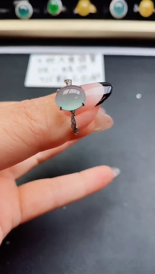 翡翠戒指银S925镶嵌60800