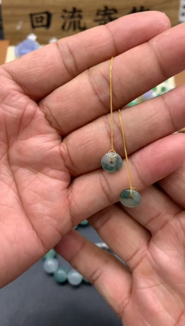 【闪购商品】翡翠耳饰18K金镶嵌85-中国好珍宝