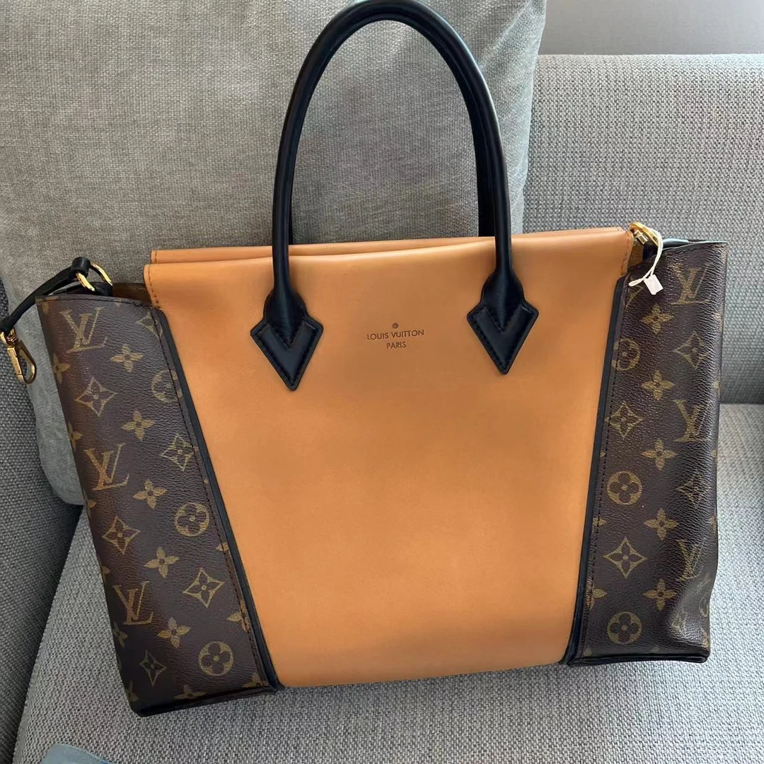 95新 LouisVuitton/路易威登 A382/Lv老花拼色托特包