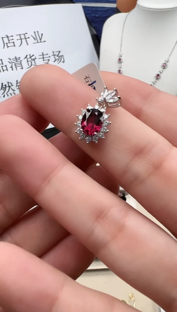 颈饰银S925镶嵌石榴石56