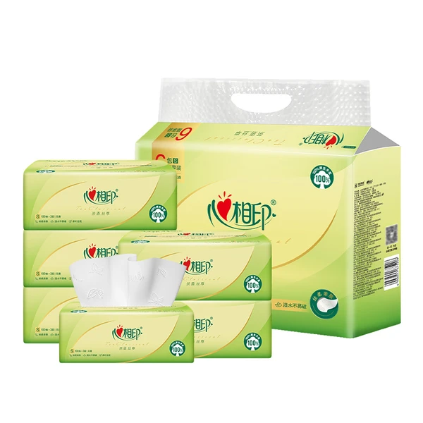 心相印茶语丝享系列三层塑装纸面巾130抽 6包