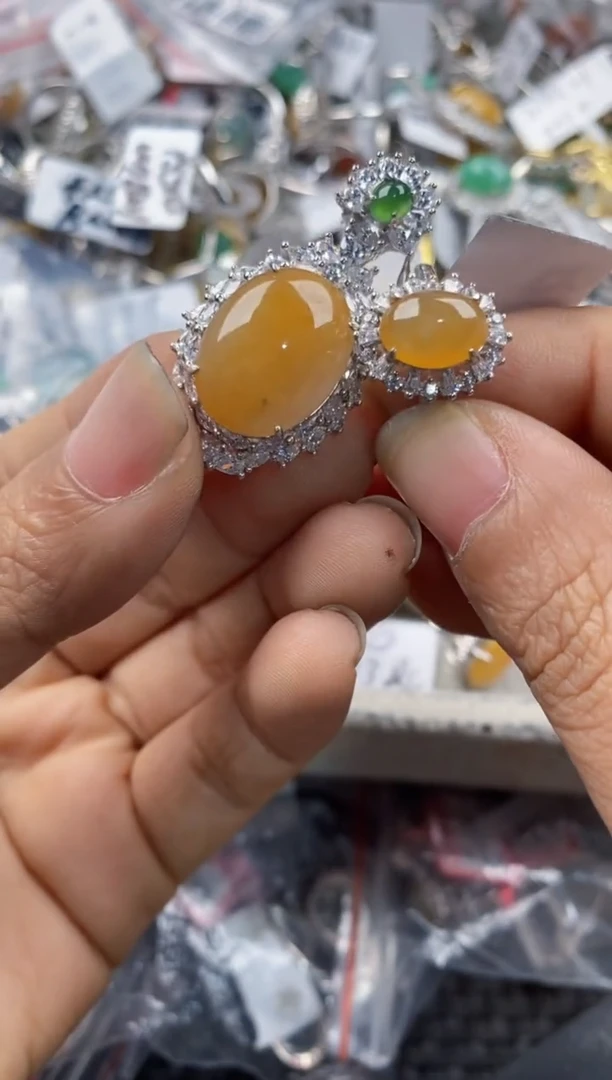 银S925镶嵌戒指翡翠666----5