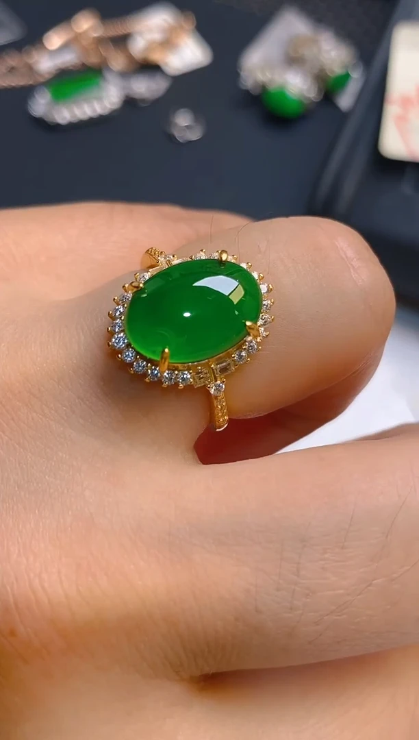 【闪购商品】翡翠耳饰银S925镶嵌天然A货翡翠1