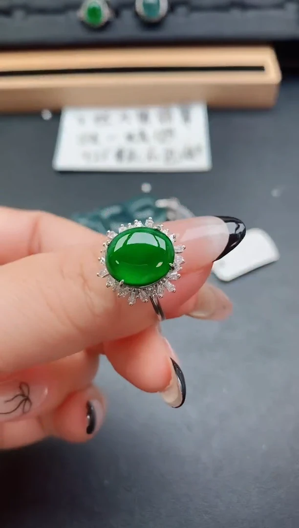 翡翠戒指银S925镶嵌1
