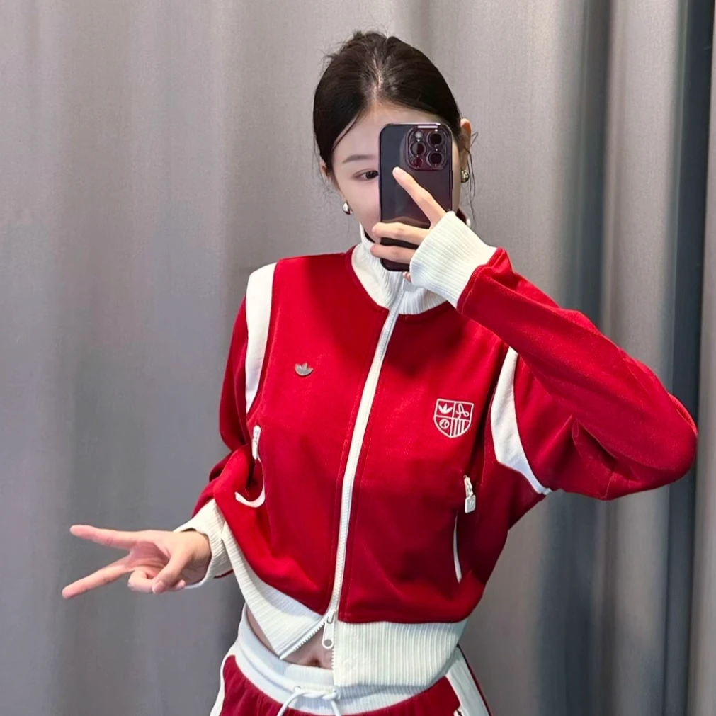 adidas阿迪达斯【双旦礼】三叶草新款小立领流光风外套KG8221