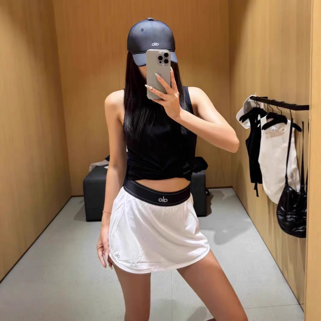 网球裙短裙短裤黑色白色运动瑜伽健身运动半身裙松紧速干跑步