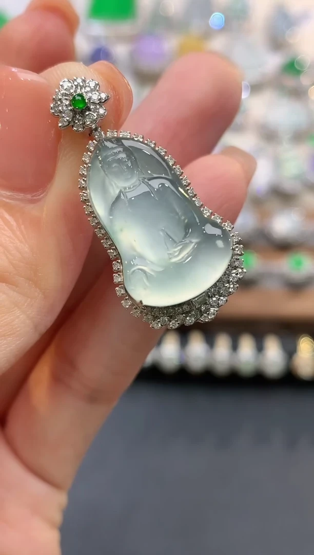 吊坠(不含链)18K金镶嵌翡翠q158