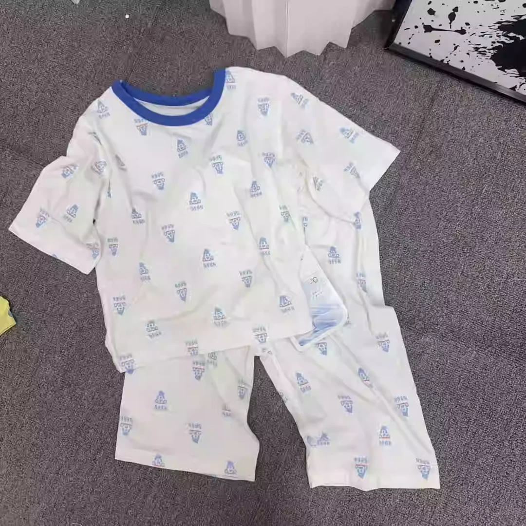 糯米TT 男女宝宝七分无骨满印家居空调服套装