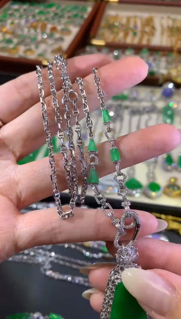 颈饰18K金镶嵌翡翠40-百搭链【不含吊坠