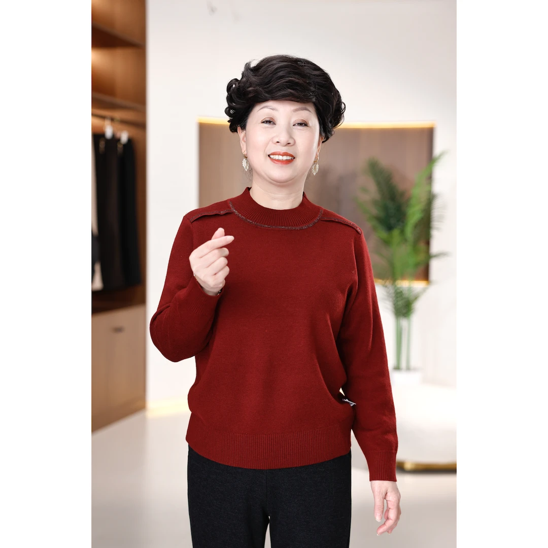 24冬款打底衫毛衣针织衫半高领中老年时尚女士秋冬993-1