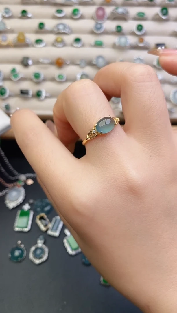 银S925镶嵌戒指翡翠0