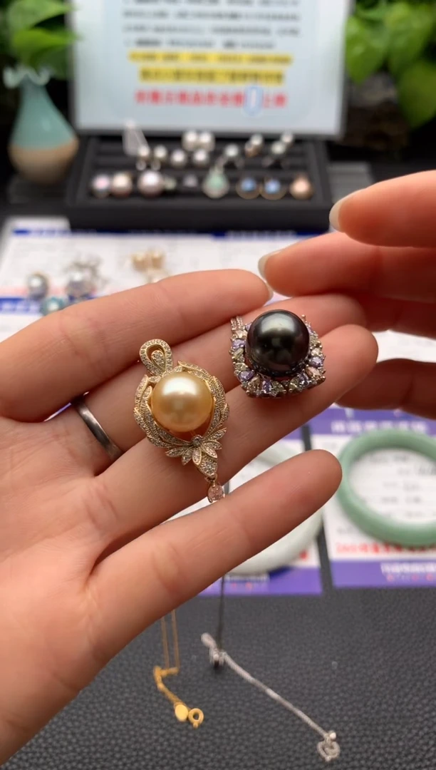 【闪购商品】海水珍珠戒圈18K金镶嵌吊坠