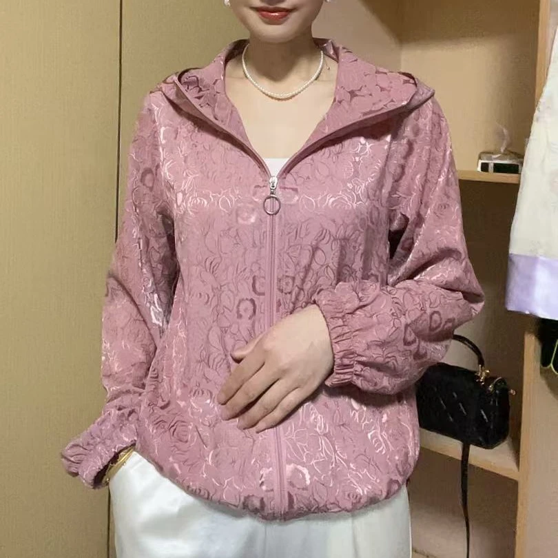 防晒衣女2025新款大码休闲外套夏季薄款透气减龄上衣女连帽女上衣