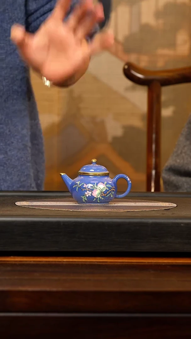 【闪购商品】紫砂茶壶XJH 宝蓝釉 芭乐水平