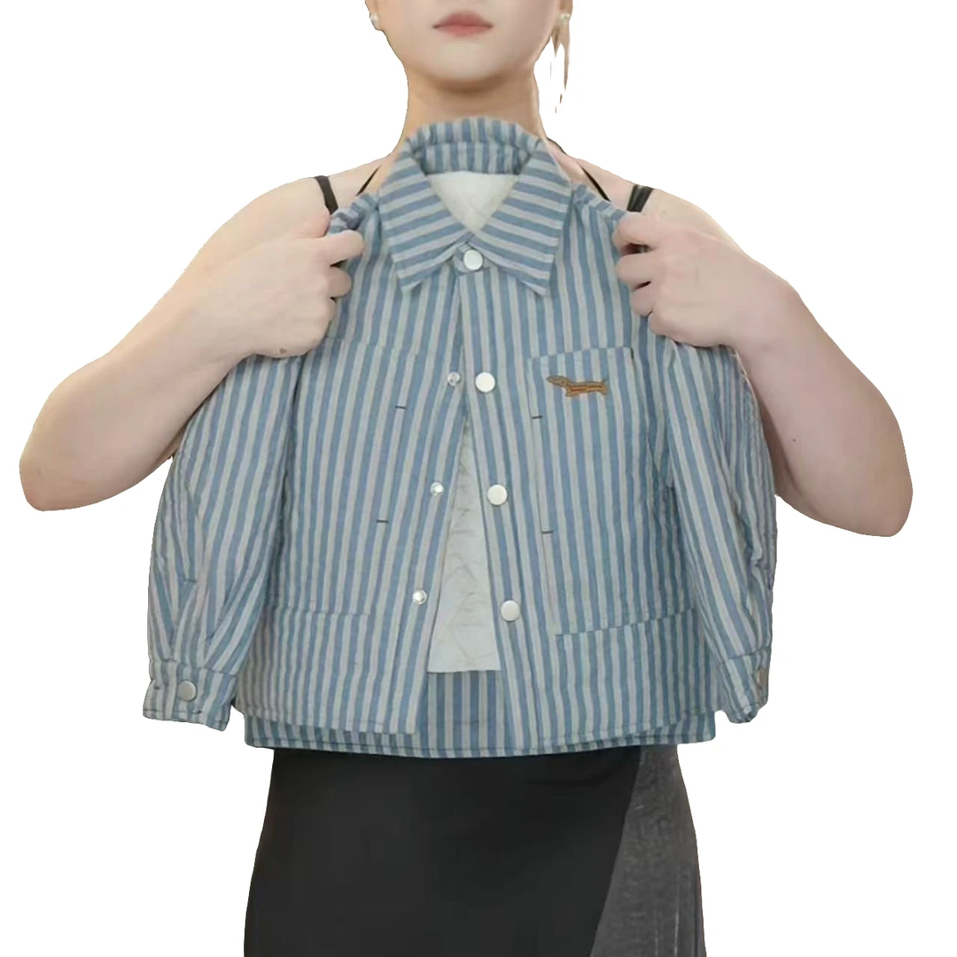 【鸭梨原创】男童加厚外套冬款新款儿童洋气撞色条纹小狗刺绣上衣潮