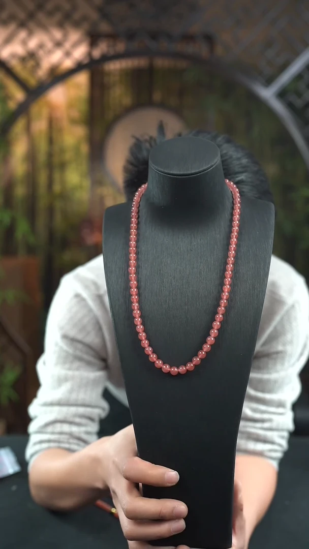 未镶嵌多圈南红玛瑙冰粉多圈项链7-8mm