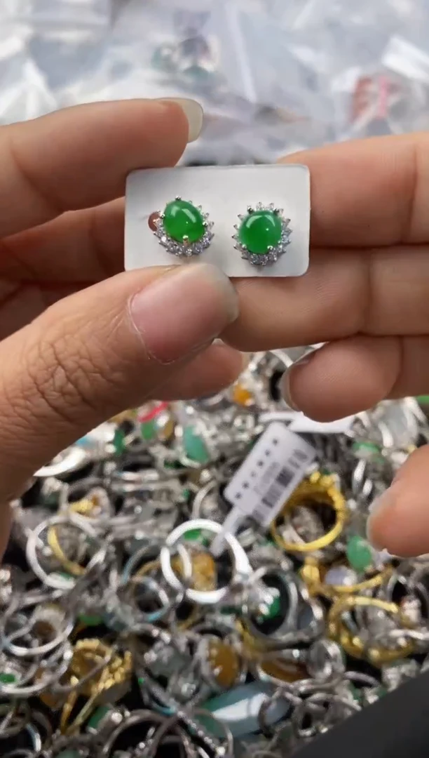 银S925镶嵌戒指翡翠999---4