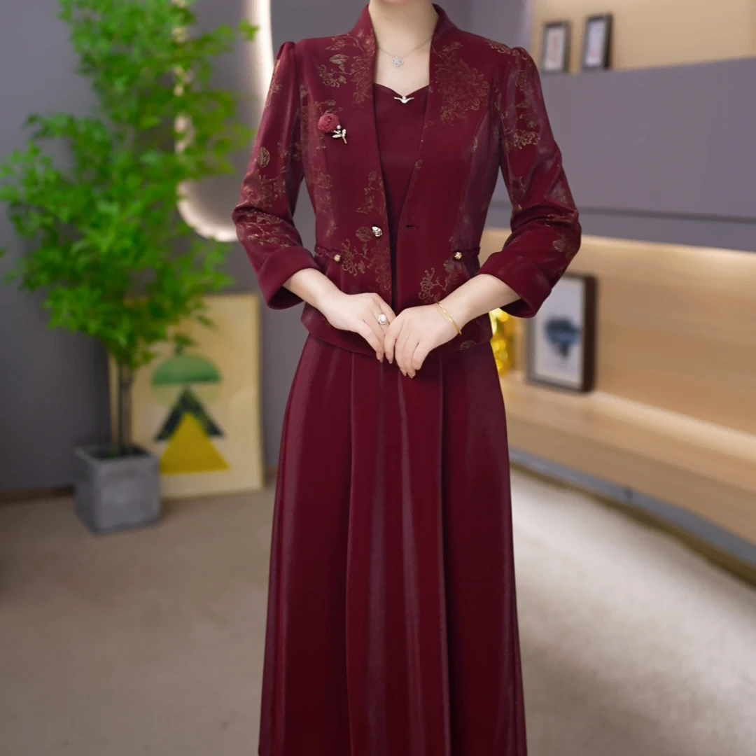 【紫睿女装】25137秋季时尚两件套连衣裙新款遮肚子显瘦洋气