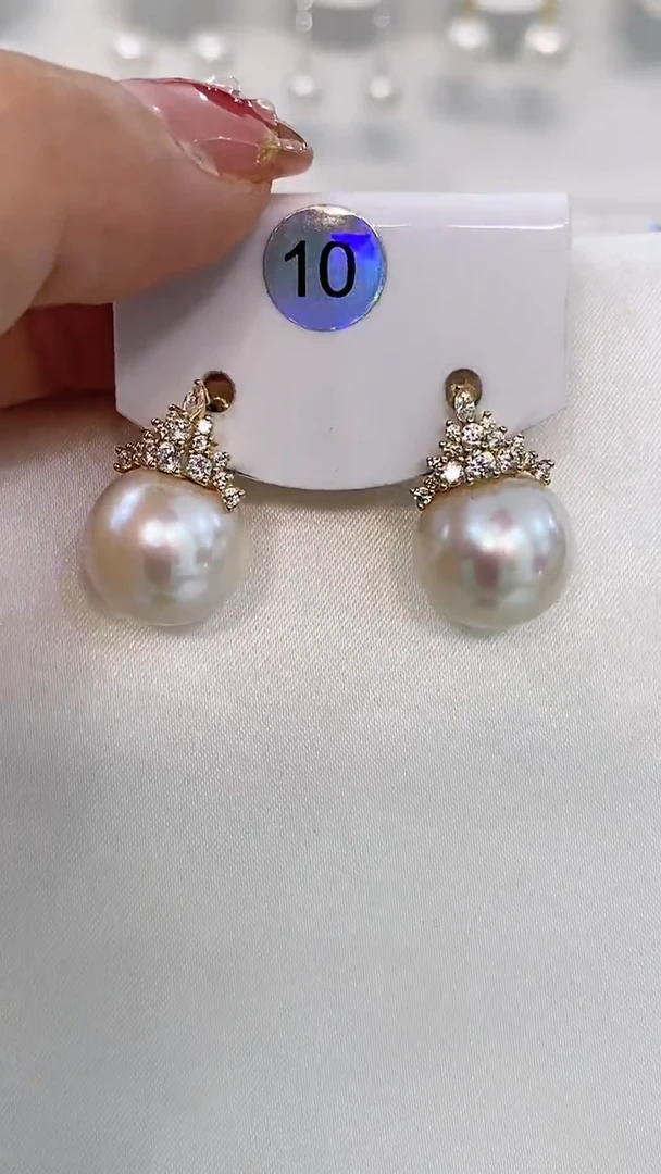 【闪购商品】淡水珍珠耳饰银S925镶嵌13-14mm冰雪耳饰