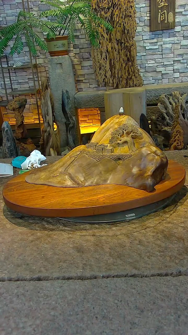 木金丝楠木山水摆件