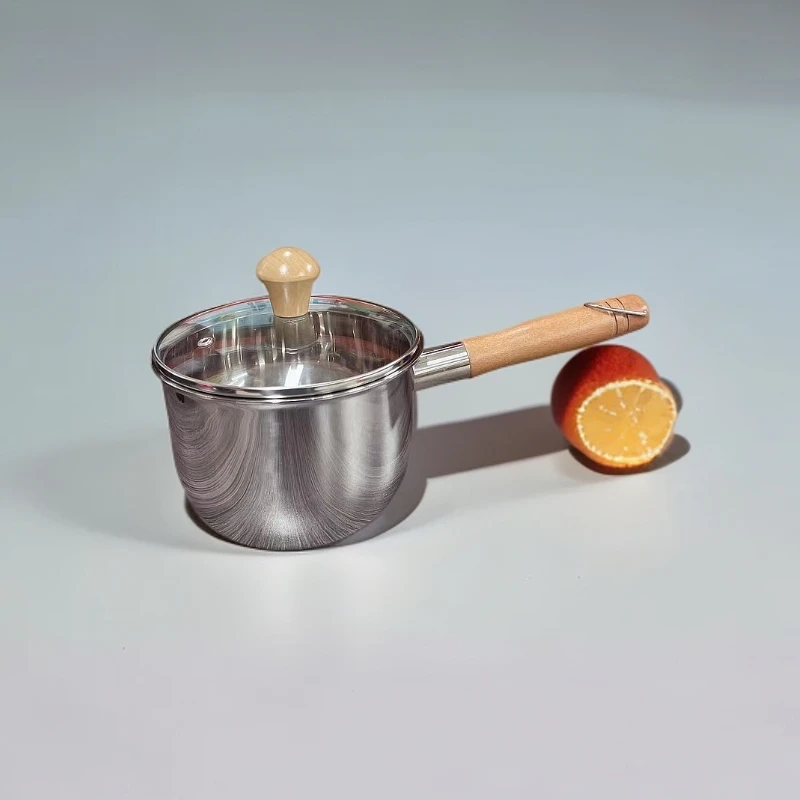 出外贸-16cm木柄加深不锈钢奶锅辅食锅不挑灶具