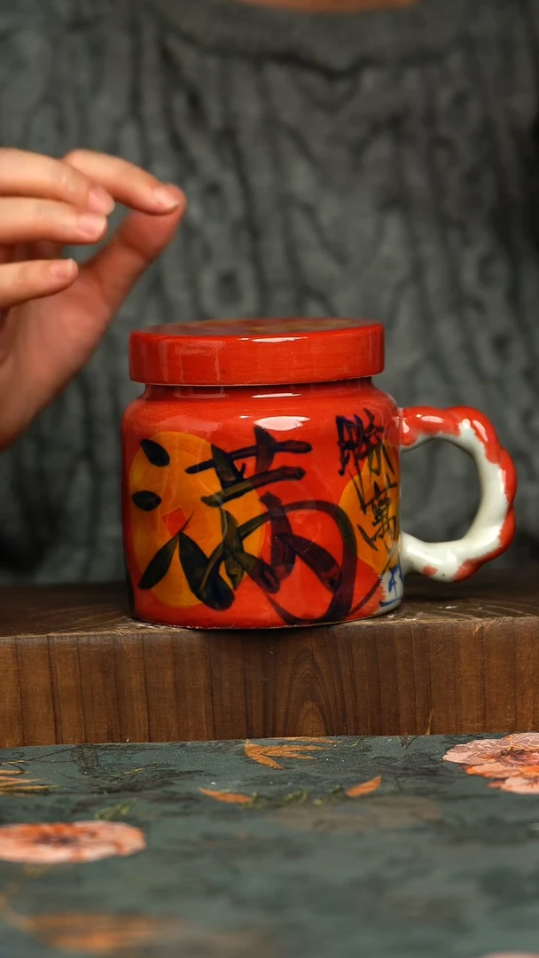 杯釉下彩手工手绘同款陶器